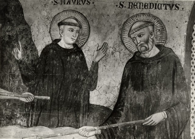 Anonimo — Consolo - sec. XIII - Subiaco, Sacro Speco, Chiesa inferiore: San Benedetto e san Mauro — particolare
